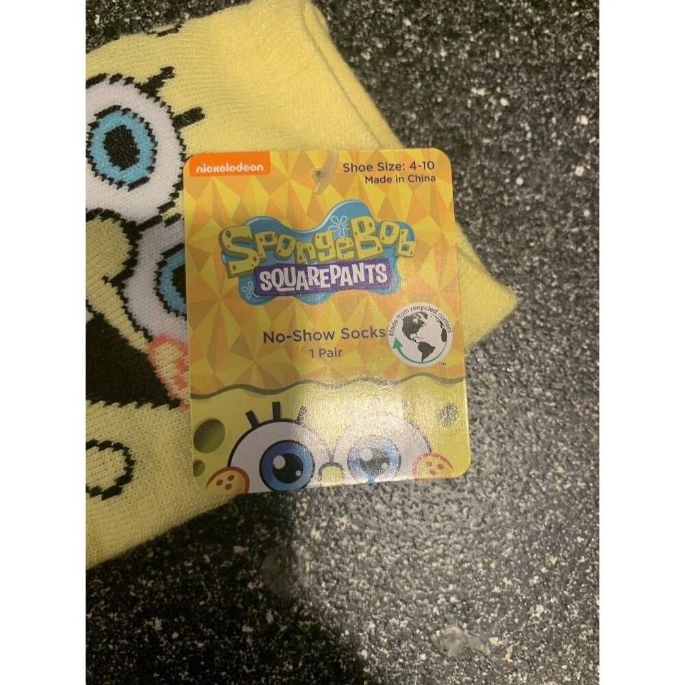 Spongebob and Patric Yellow And Pink Socks Girls Womens 4-10 NWT